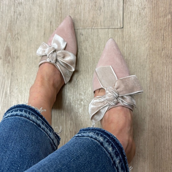 Ulla Johnson Shoes - Ulla Johnson pink suede ribbon 🎀 mules sz 37